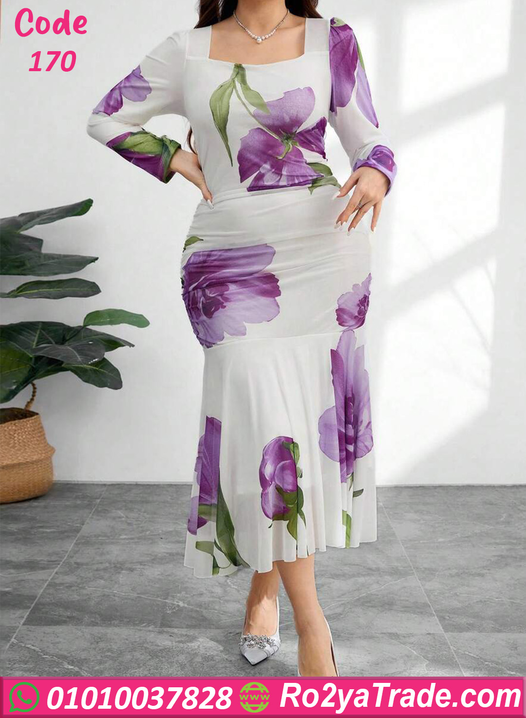 فستان ورد طويل كود 170