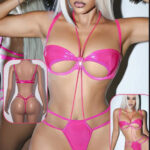 لانجري جلد لامع بينك