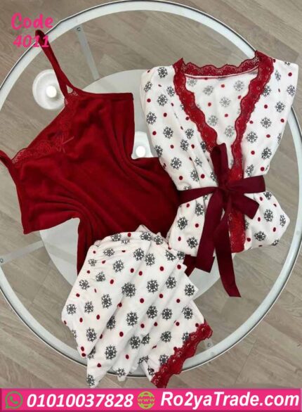 طقم شتوي أحمر كود 4011