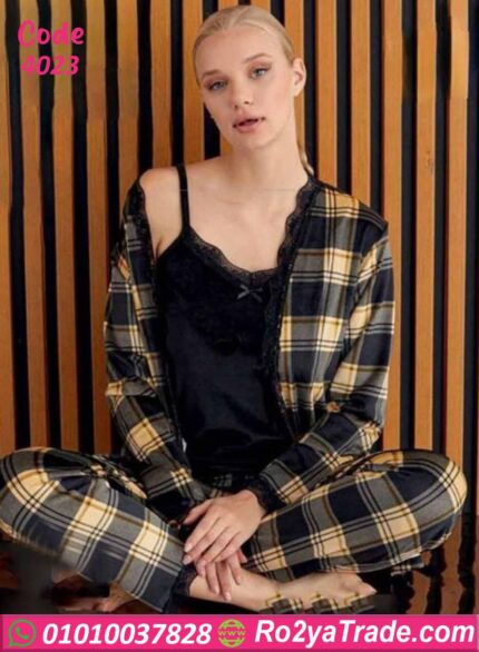 بيجامة كاروهات شتوي كود 4023