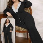 بيجامة شتوي مضلعة كود 437