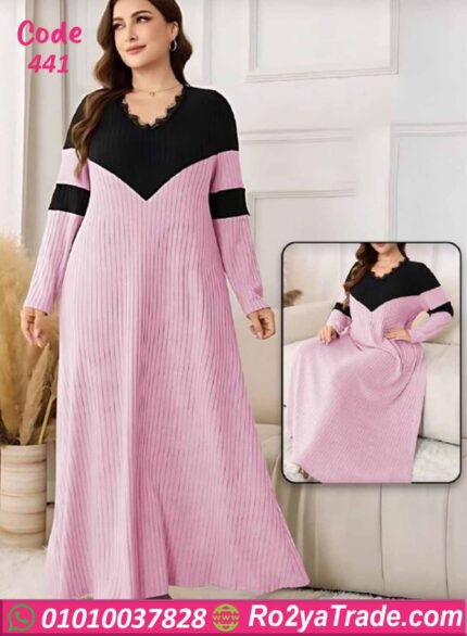 دريس شتوي طويل بيج سايز كود 441