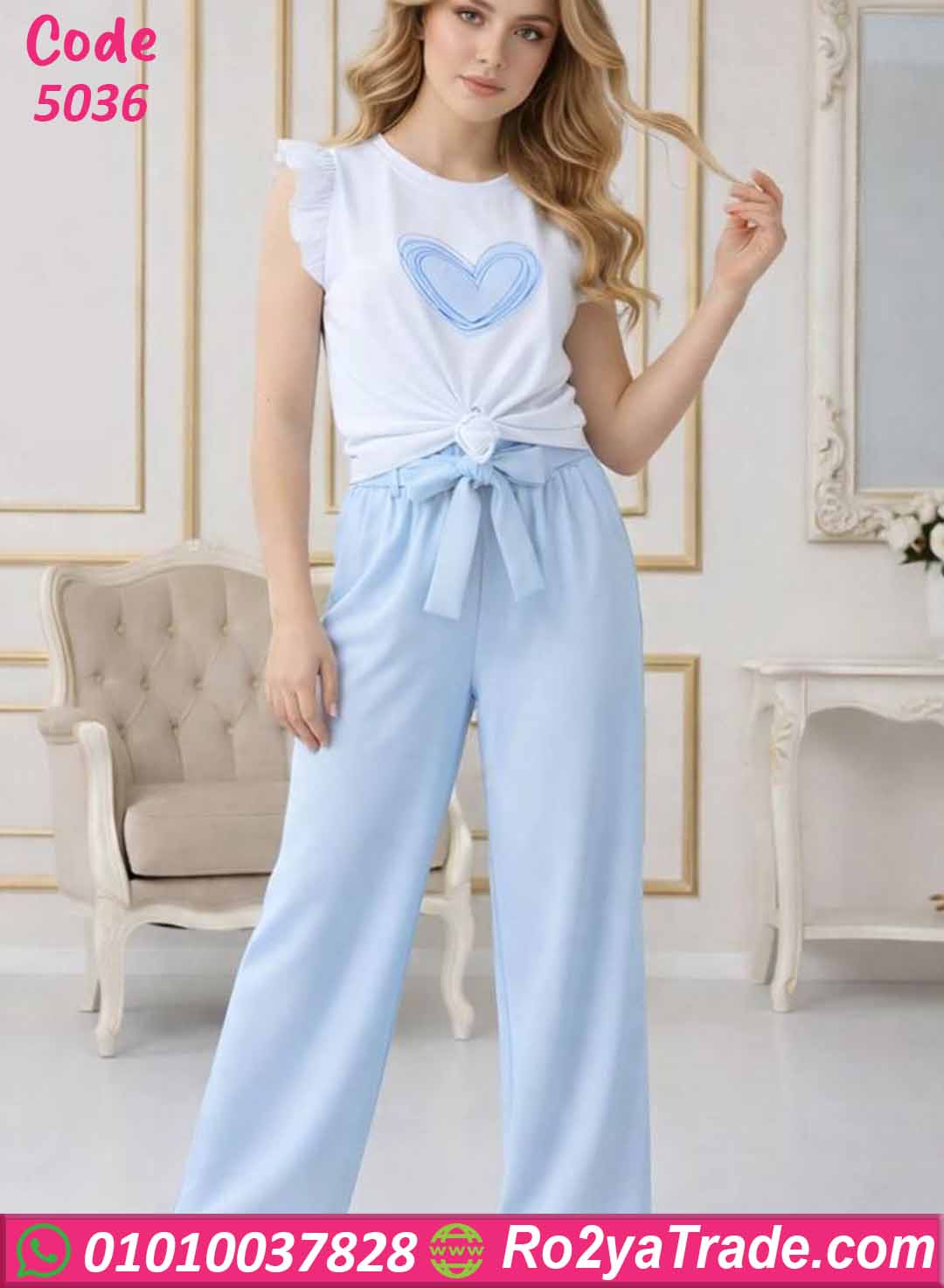 5036-11 بيجامة حريمي صيفي قطعتين 5036