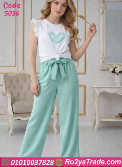 بيجامة حريمي صيفي قطعتين 5036