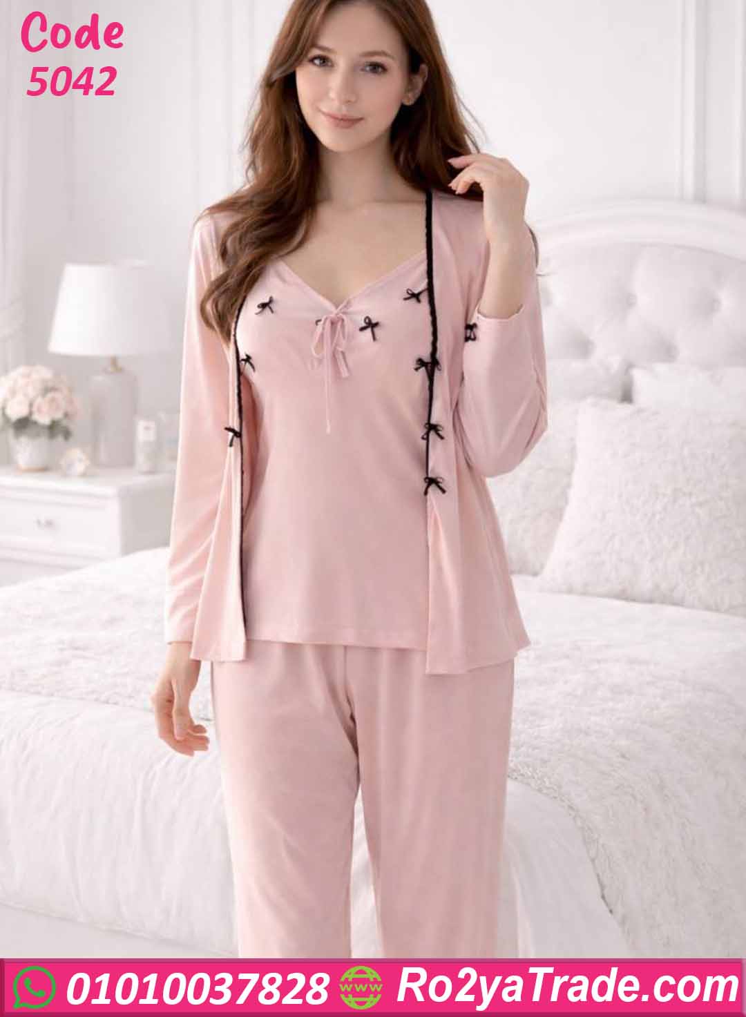 5042-4 بيجامة حريمي صيفي 3 قطع 5042