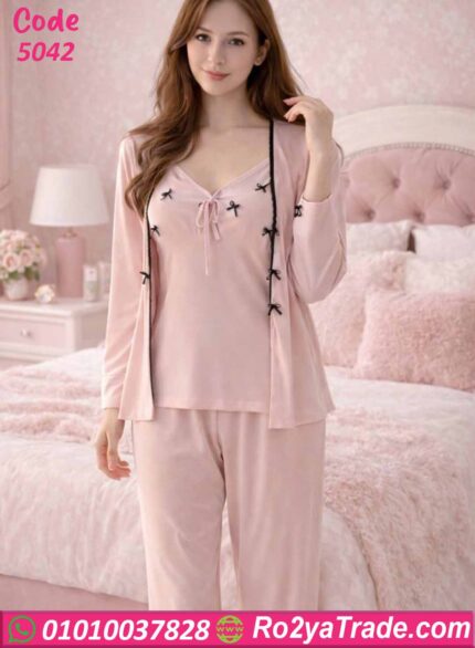بيجامة حريمي صيفي 3 قطع 5042