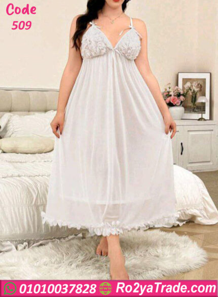 لانجري طويل شيفون أبيض كود 509