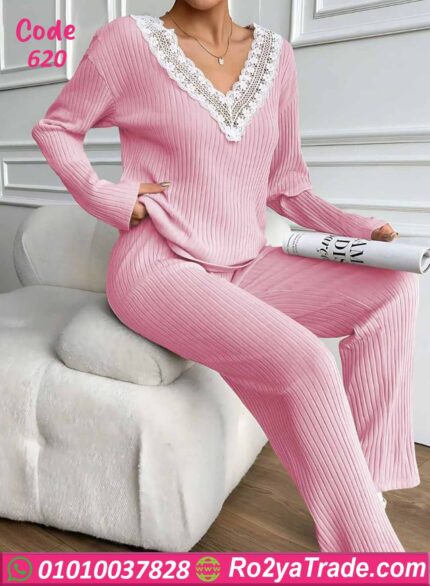بيجامة حريمي شتوي مضلع كود 620