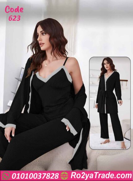 بيجامة حريمي شتوي 3 قطع كود 623