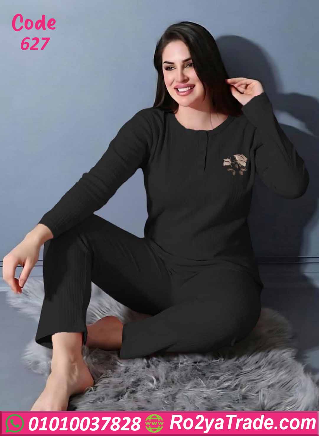627-4 بيجامة حريمي شتوي مضلع كود 627