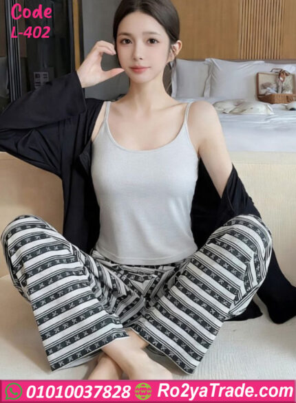 بيجامة حريمي 3 قطع صيفي L-402
