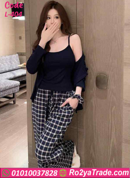 بيجامة حريمي 3 قطع صيفي L-404