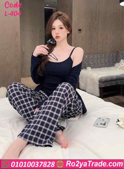 بيجامة حريمي 3 قطع صيفي L-404